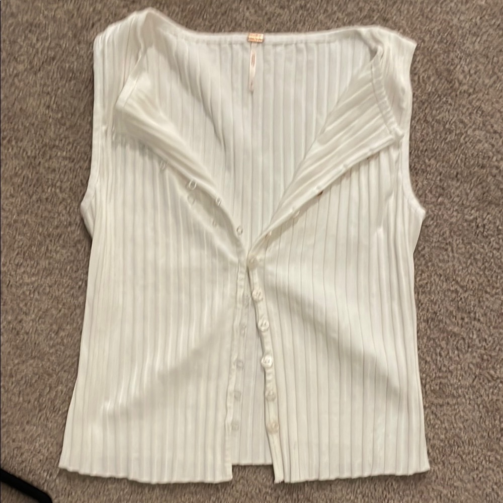 Free People Ribbed Button-Down Top - Picture 6 of 8
